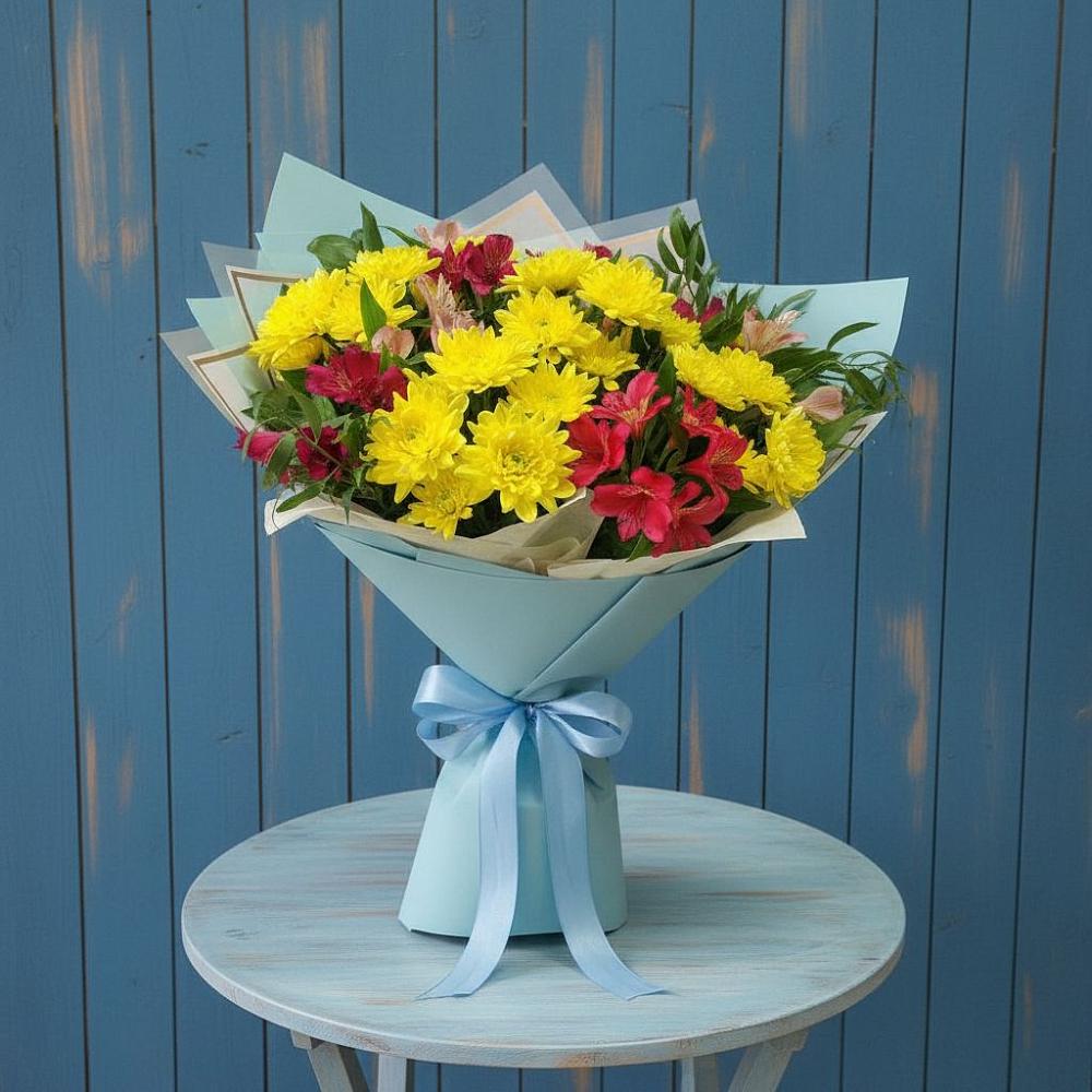 Букет цветов из: Альстромерии и Хризантемы в Жиздре