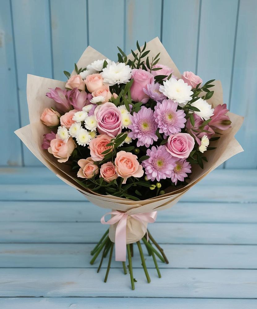 Букет цветов из: Хризантемы, Розы и Альстромерии в Жиздре