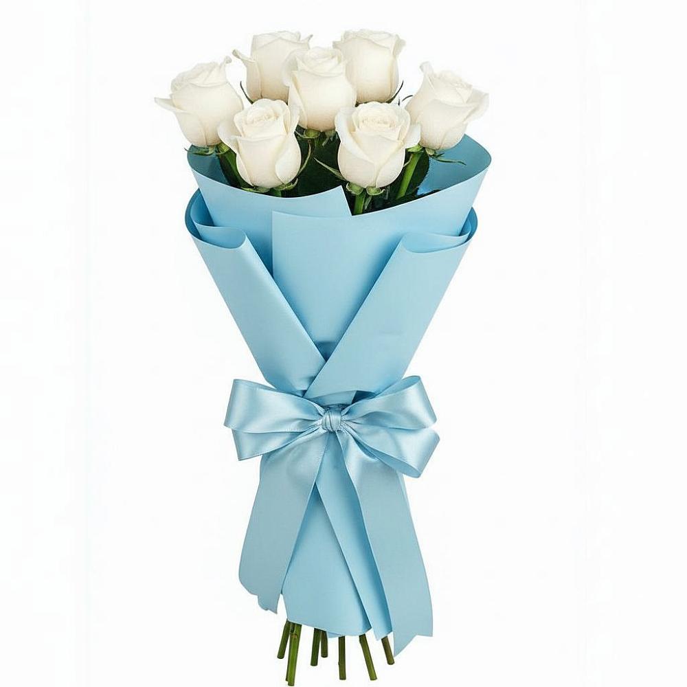 Букет 7 белых роз Проуд в Жиздре