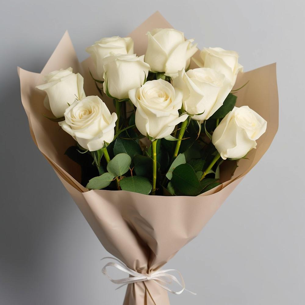 Букет 9 Белых роз Эдлесс Лав в Жиздре