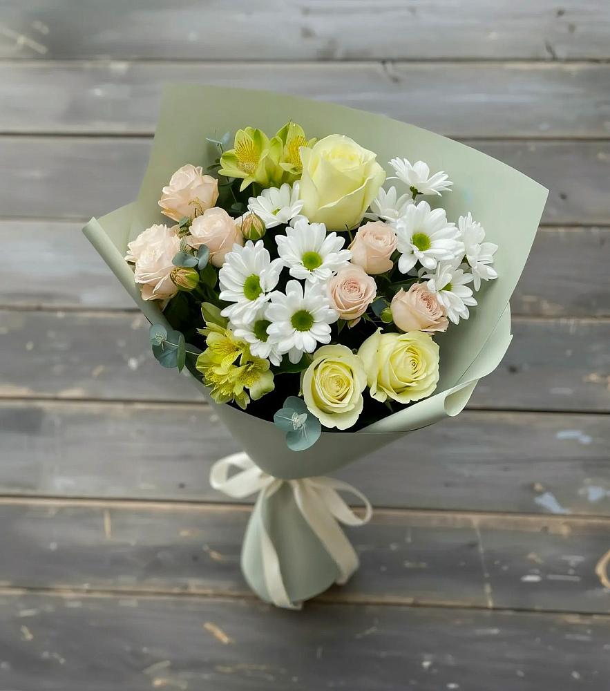 Букет цветов из: Альстромерии, Розы и Хризантемы в Жиздре