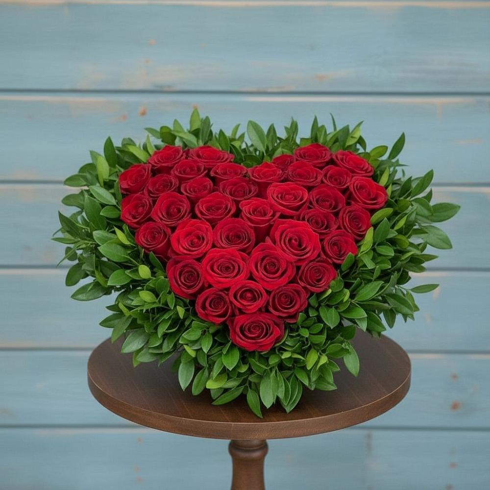 Цветочная композиция из Розы в виде сердца в Жиздре