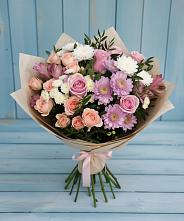 Букет цветов из:  Хризантемы, Розы и Альстромерии в Жиздре