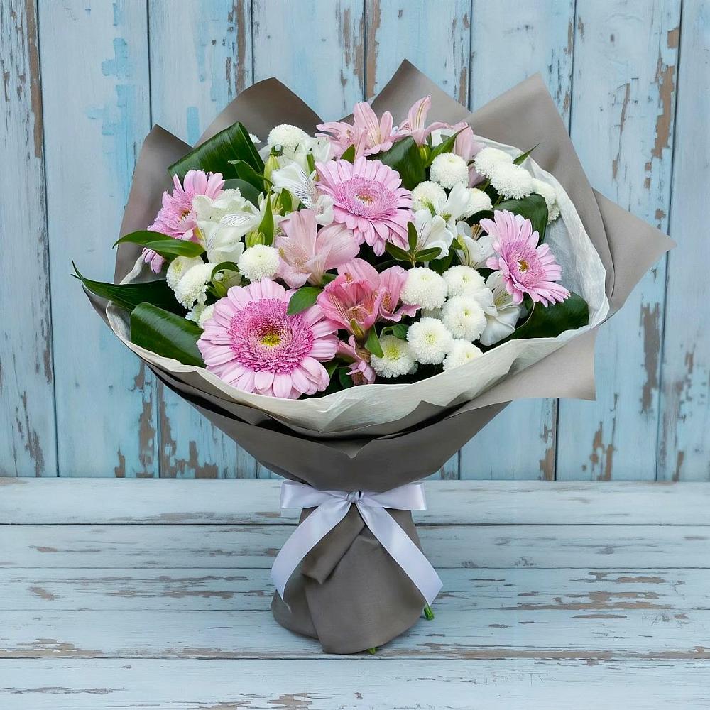 Букет цветов из: Герберы, Альстромерии и Хризантемы в Жиздре