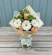 Букет цветов из:  Герберы, Розы и Хризантемы в Жиздре